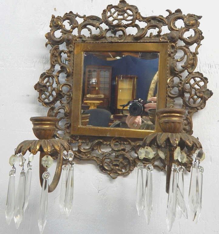 J65-5  GILT BRONZE MIRRORED SCONCE (1 of 7)