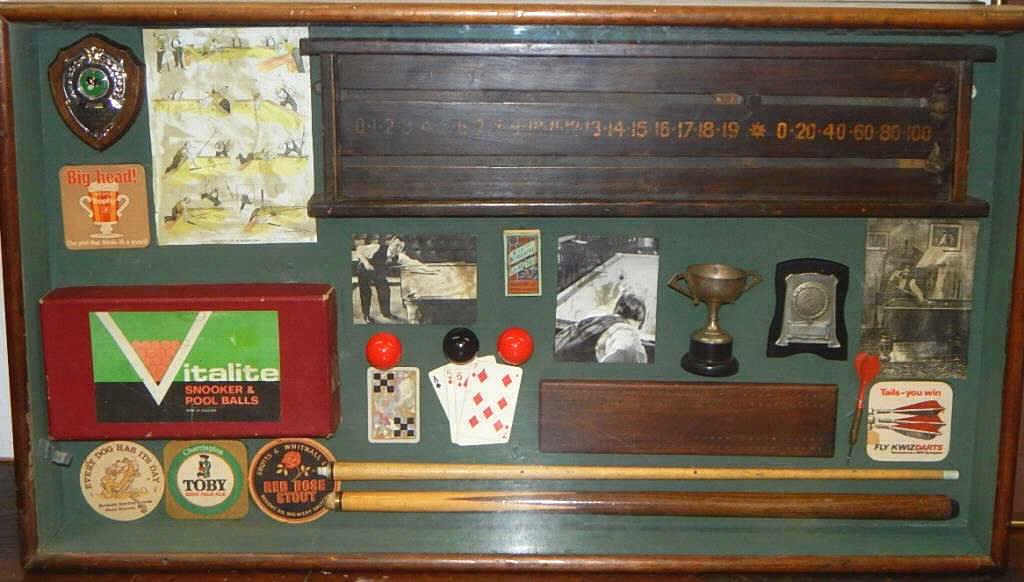 A253 ANTIQUE BILLIARDS DISPLAY SHADOW BOX
