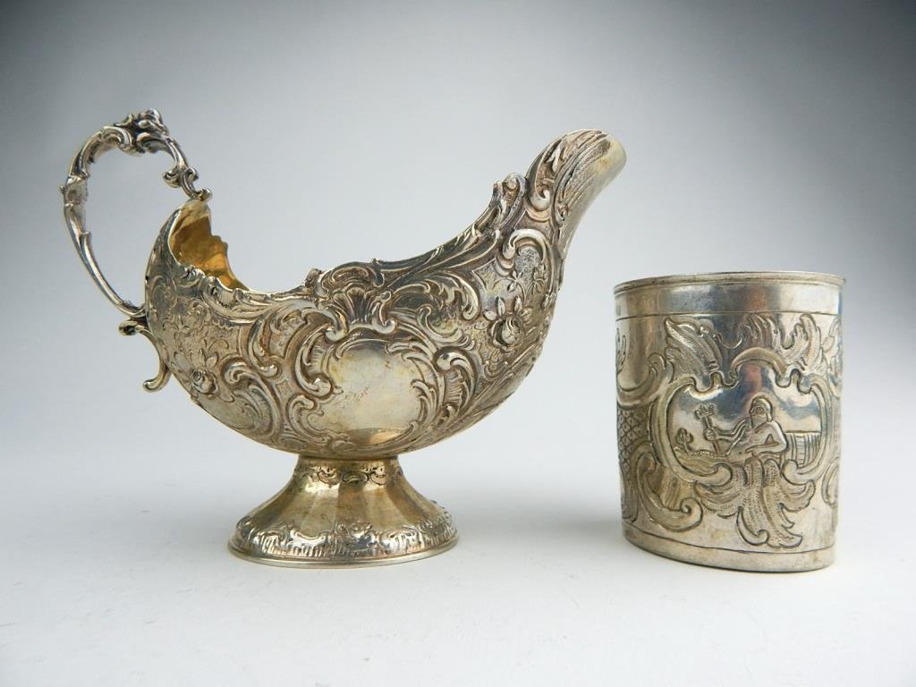 K13-18  CONTINENTAL SILVER CREAMER & SUGAR CUP (1 of 10)