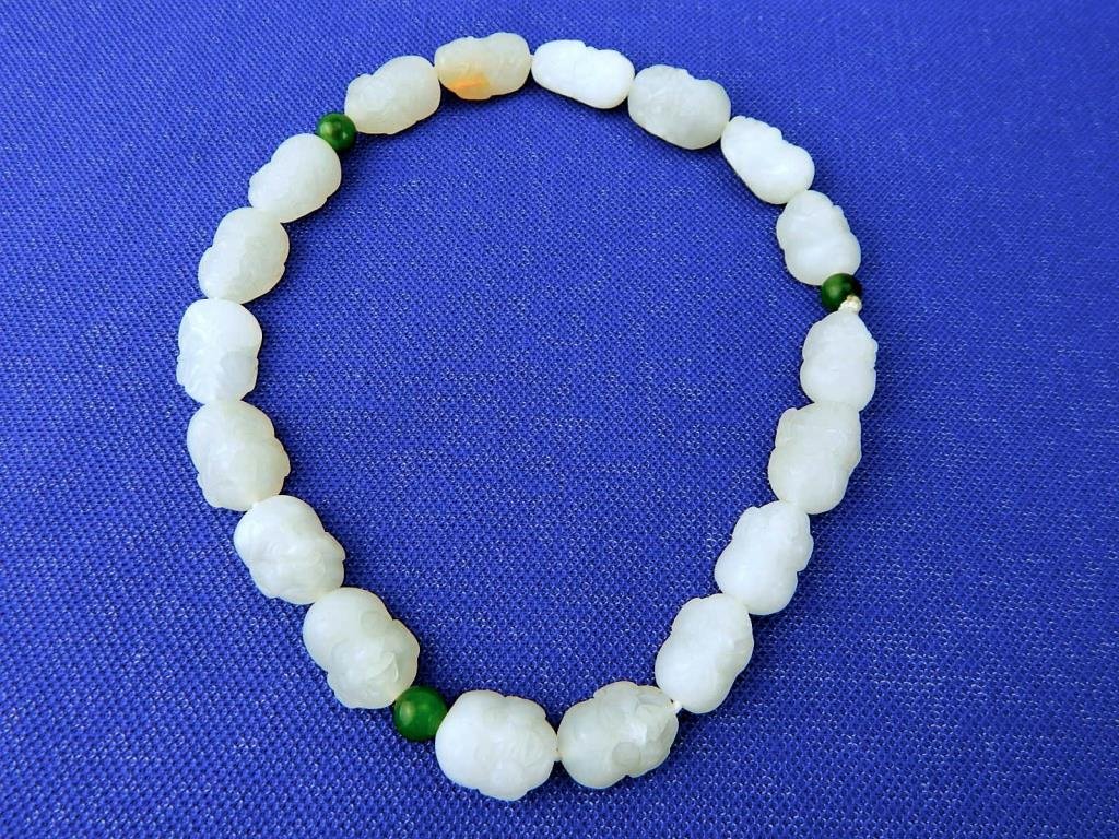 A66-19  CHINESE CARVED WHITE JADE LOHANS (1 of 4)