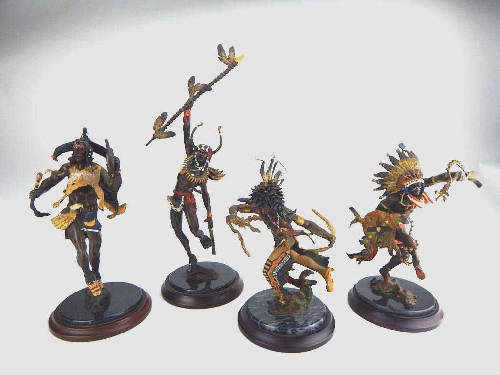 K45-1  FOUR R J MURPHY BRONZE INDIAN STATUES (1 of 9)