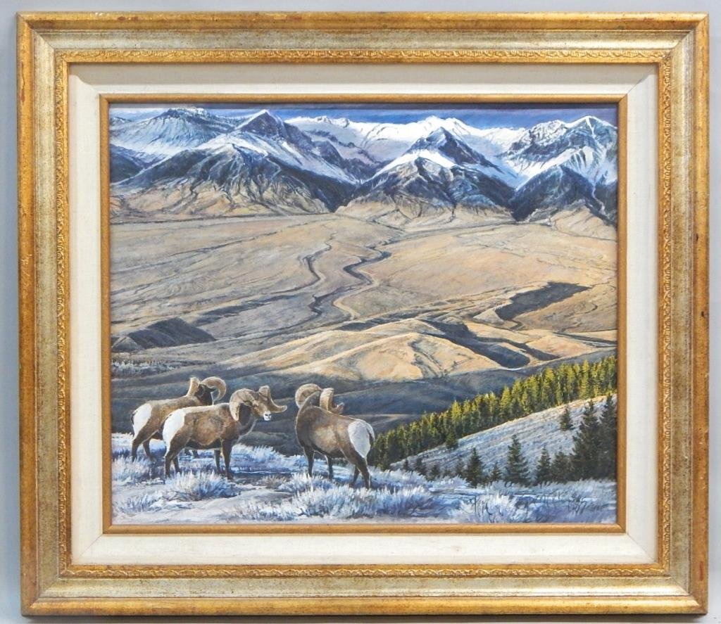 A41-5  STEVE SPENCER 1985 RAM SCENE OIL ON PANEL (1 of 8)