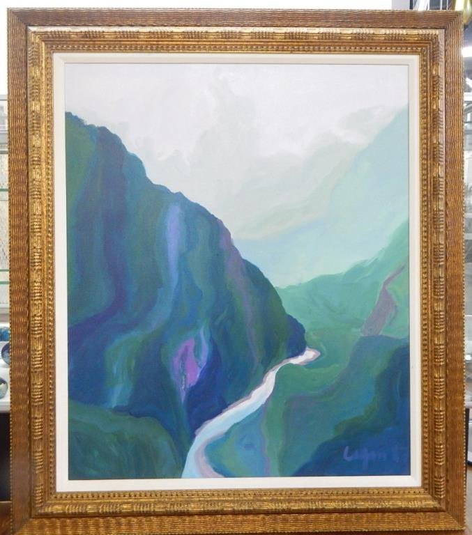 K53-13  LARGE DECORATIVE OIL ON CANVAS PAINTING (1 of 4)