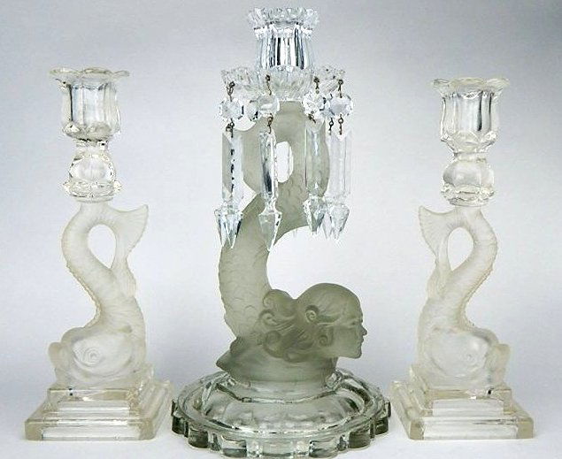 Three Baccarat Style Glass Candle Holders (1 of 6)