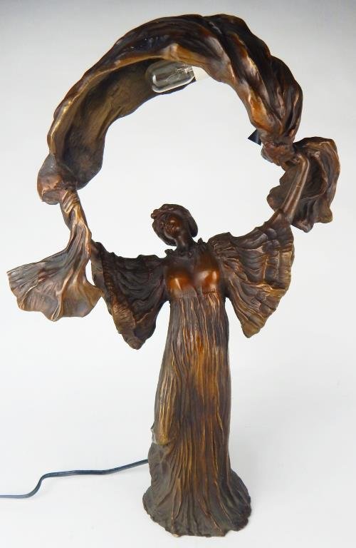 After Leonard Agathon Art Nouveau Bronze Lady Lamp (1 of 3)