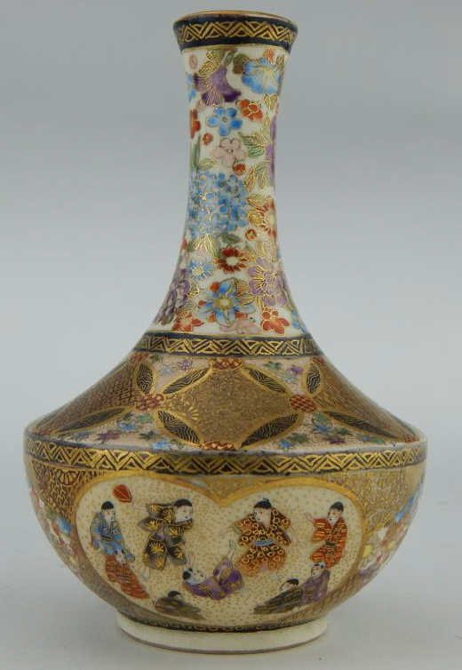 Miniature Satsuma Meiji Period Vase (1 of 3)