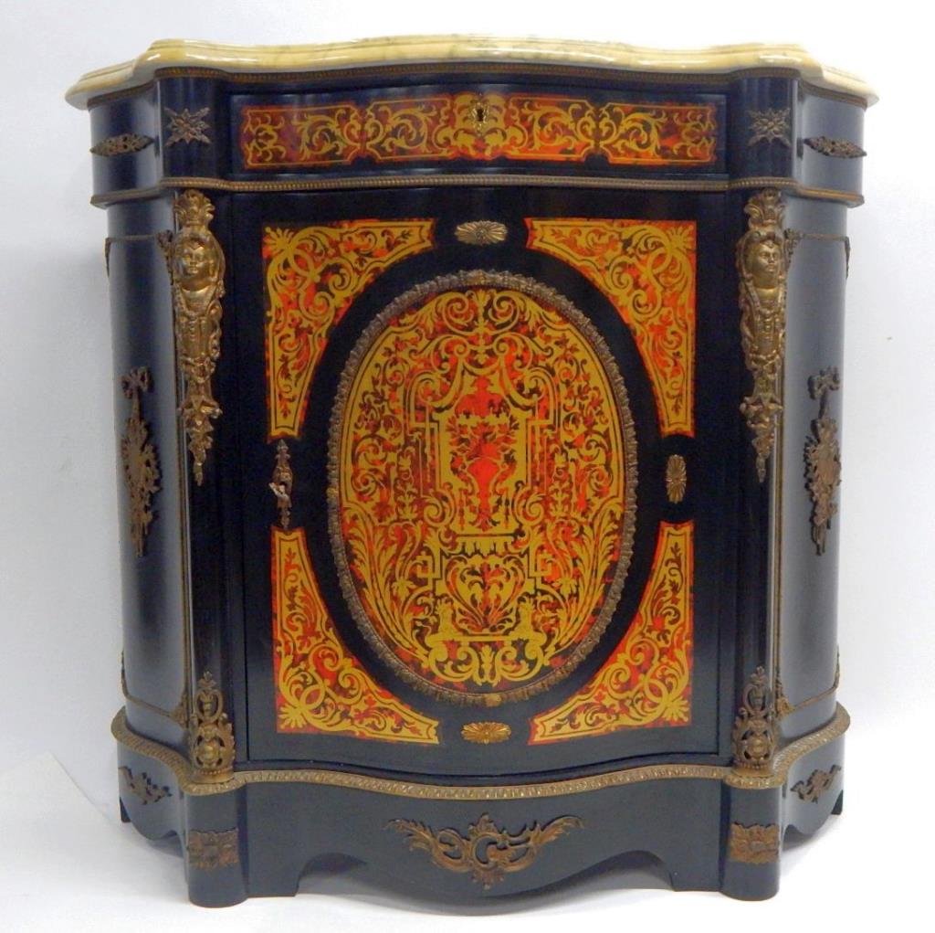 French Boulle Marble Top Cabinet (1 of 4)