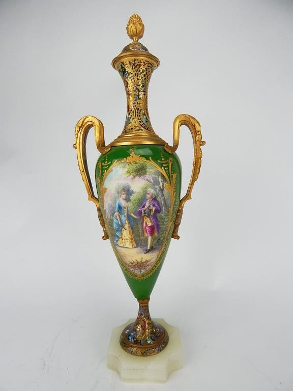 Champleve and Sevres Porcelain Covered Urn (1 of 7)