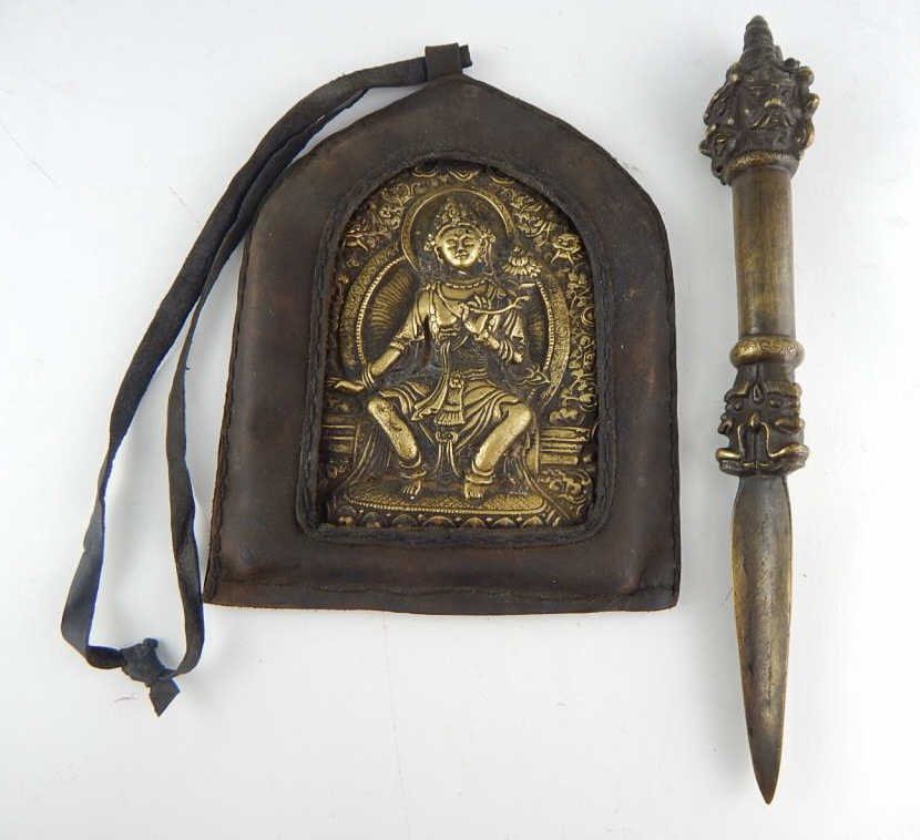 Chinese Plaque and Brass Dagger (1 of 7)