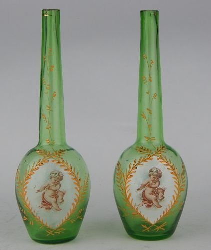 Pair Moser Style Enameled Vases (1 of 2)