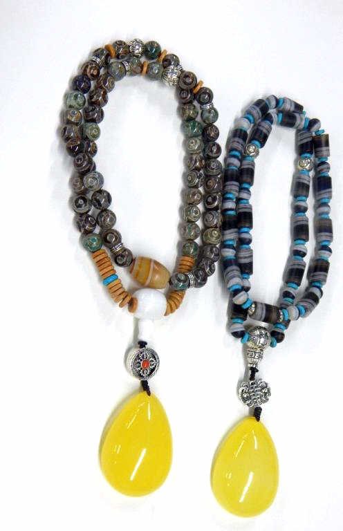 Two Agate, Amber, Shell & Turquoise Necklaces (1 of 2)
