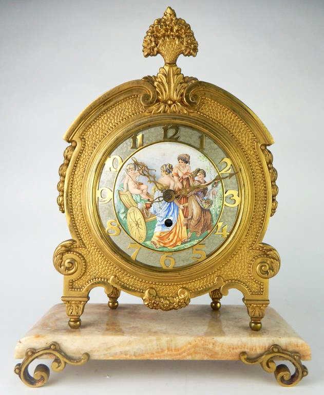 Bronze, Enamel and Marble Clock (1 of 1)