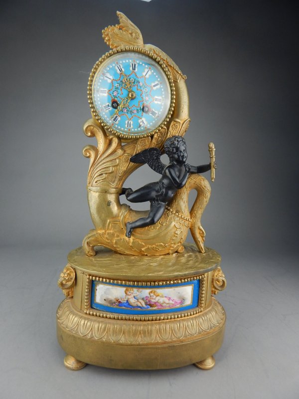 Gilt & Patinated Bronze & Sevres Porcelain Clock (1 of 6)
