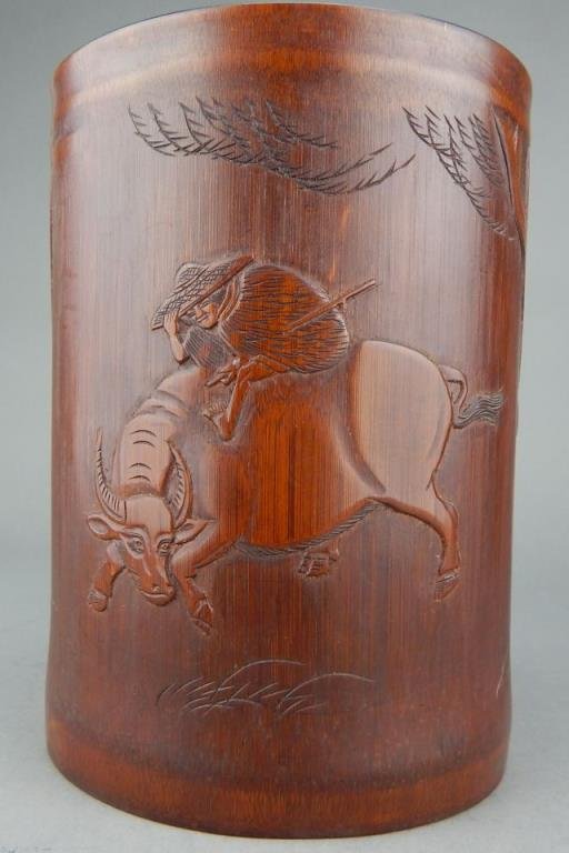 Carved Bamboo Brush Pot (1 of 5)