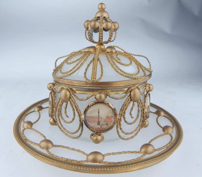 Opaline and Gilt Bronze Bon Bonier Covered Plate (1 of 5)