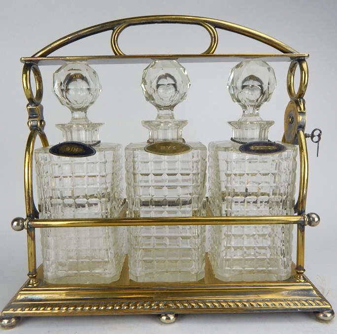 Cut Crystal and Gilt Bronze Tantalus with Key (1 of 7)