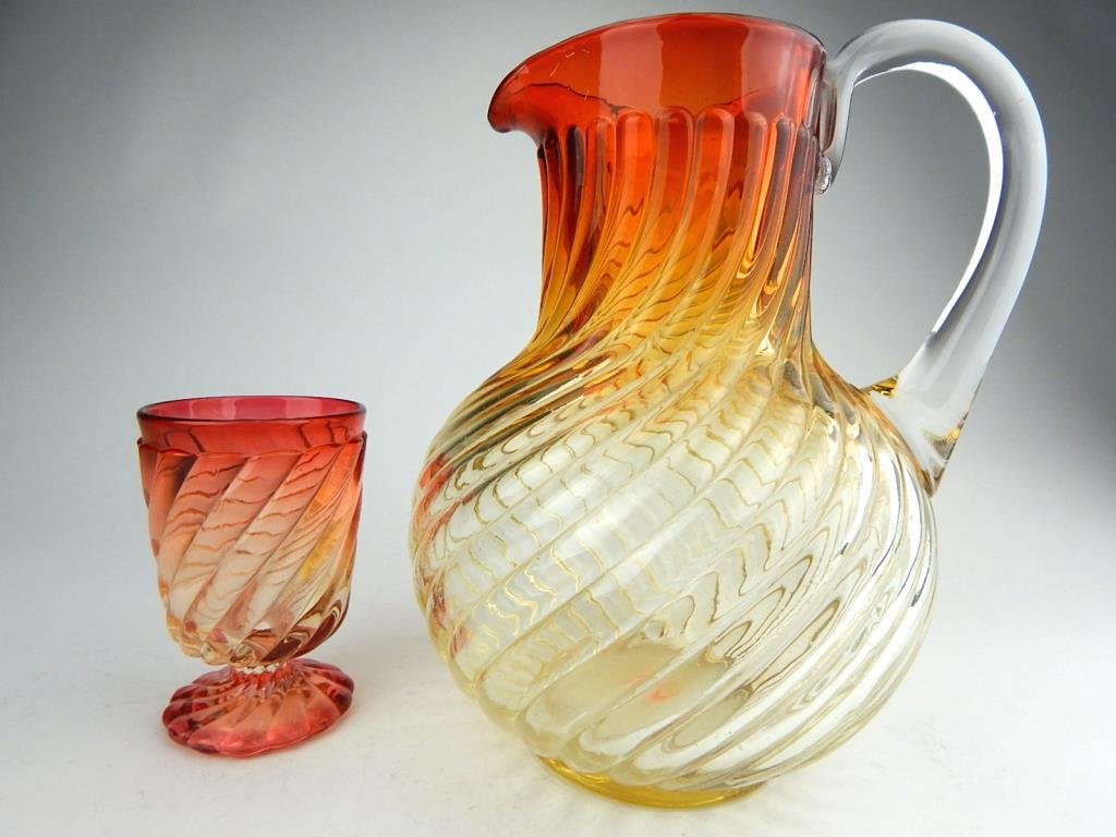 Baccarat Glass "Rose Tiente" Pitcher and Cup (1 of 6)