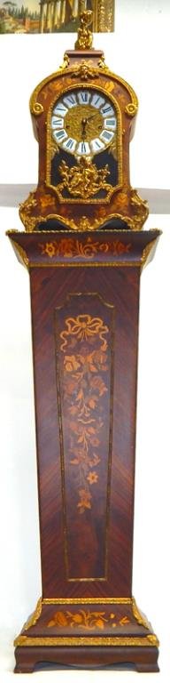 Tiffany Victorian Style Marquetry Clock & Pedestal (1 of 9)