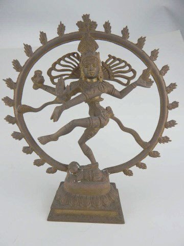 Old Chinese Bronze Goddess with 4 Arms and Snake (1 of 1)