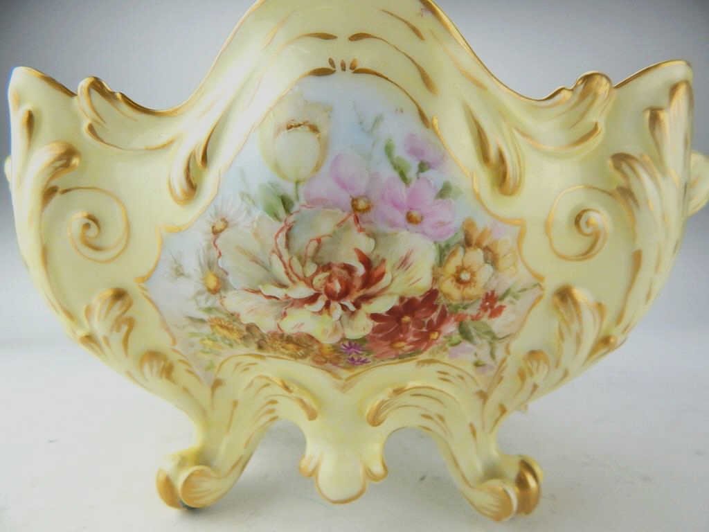 German Yellow Porcelain Footed Bowl (1 of 7)