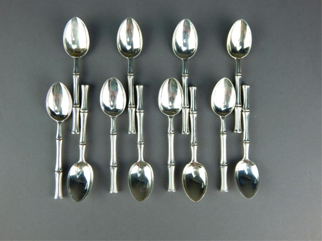 Set of 12 Solid Sterling Silver Condiment Spoons (1 of 2)