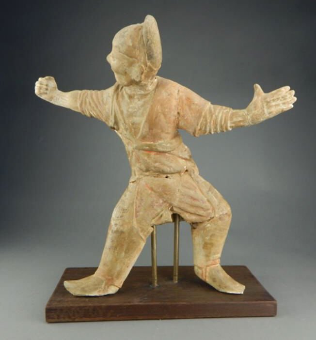 Chinese Terra Cotta Figure on Wood Stand (1 of 4)
