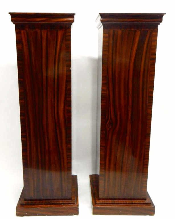 Pair of Walnut Inlaid Pedestals (1 of 3)