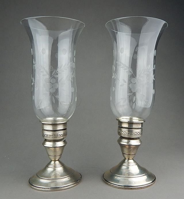Pair of Sterling Silver Hurricane Candle Holders (1 of 4)