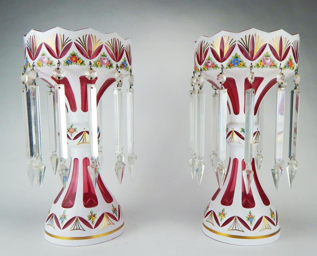 Large Pair of Bohemian Lusters with Crystal Prisms (1 of 1)