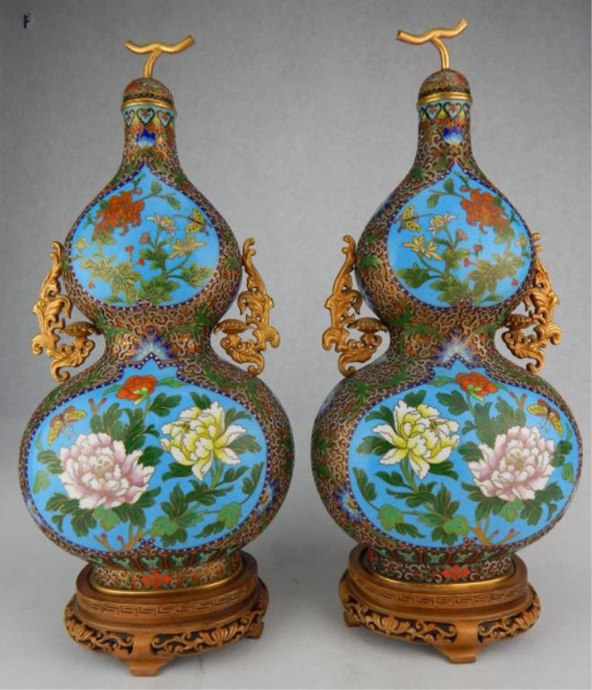 Pair Chinese Cloisonne Double Gourd Garnitures (1 of 5)