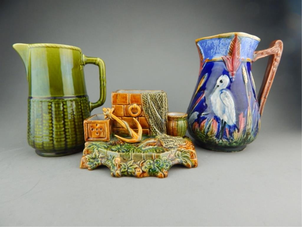 Sarreguemines Pitcher, English Pitcher & Desk Set (1 of 9)