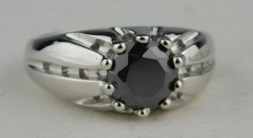14K White Gold and Round Black Diamond Ring (1 of 2)