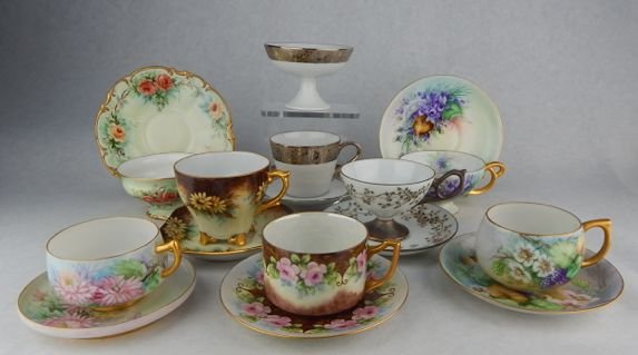 Hand Painted Porcelain Cups & Saucer Sets (1 of 9)