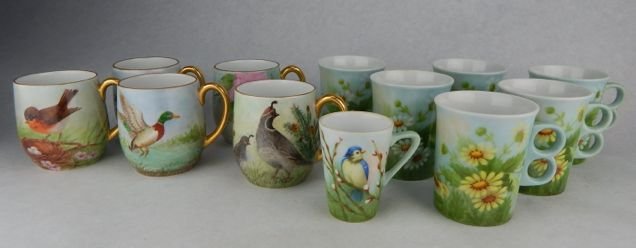 Twelve Hand Painted Porcelain Mugs (1 of 5)