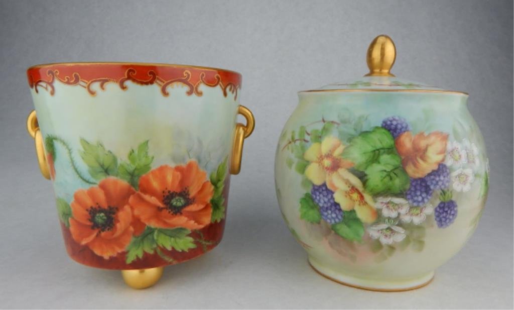 Hand Painted Porcelain Covered Jar & Ice Bucket (1 of 7)
