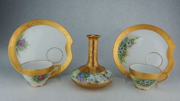 Hand Painted Porcelain Luncheon Sets & Vase (1 of 6)