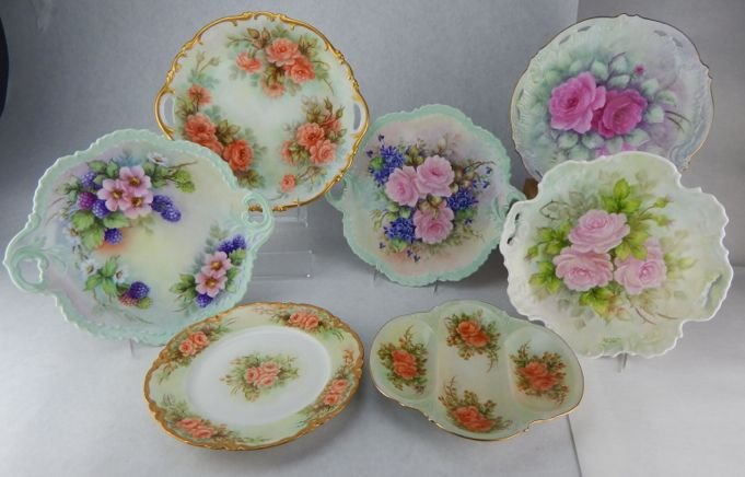 Seven Hand Painted Porcelain Serving Plates (1 of 8)