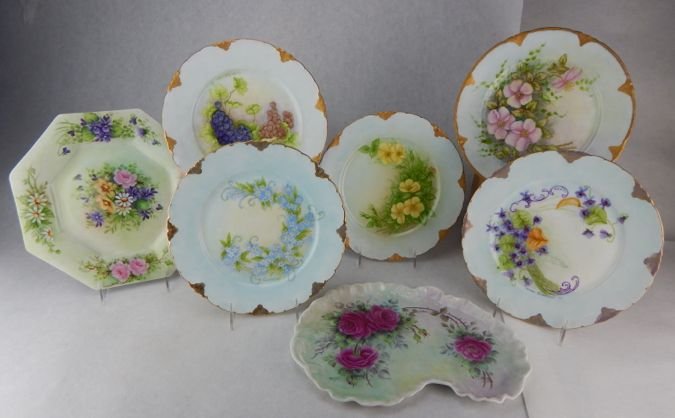 Seven Hand Painted Porcelain Serving Plates (1 of 8)