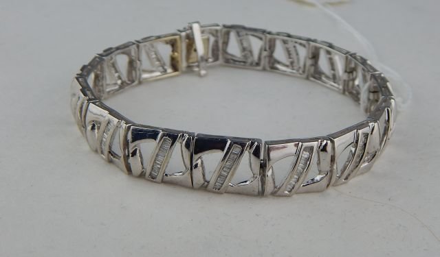14K White Gold and Baguette Diamond Bracelet (1 of 2)