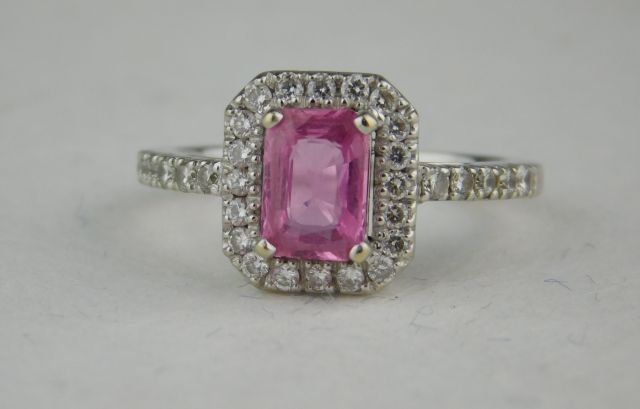 18K White Gold  Pink Sapphire and Diamond Ring (1 of 1)