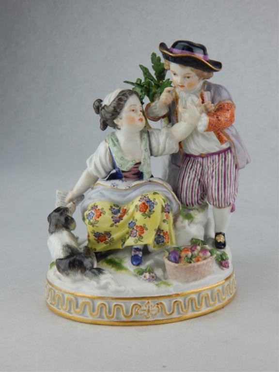Meissen Porcelain Boy and Girl with a Dog Figurine (1 of 7)