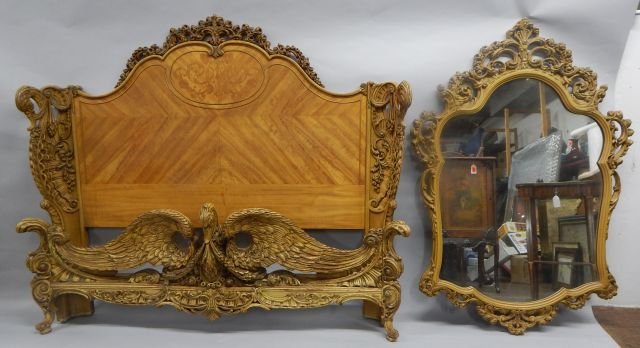Antique Swan Bed and Mirror (1 of 8)