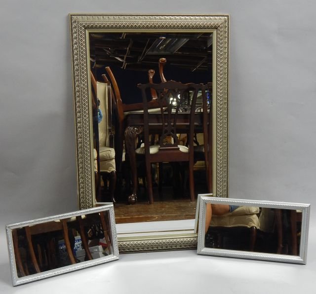 Three Decorative Silver Finish Mirrors (1 of 3)