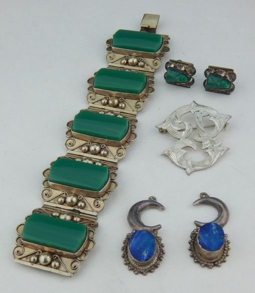 Sterling Silver Bracelet, Earrings and Broach (1 of 6)