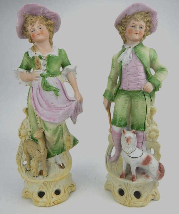 Pair of Bisque Porcelain Boy and Girl Figures (1 of 5)