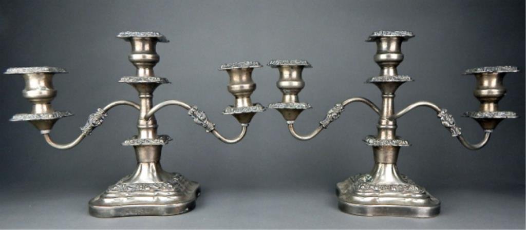 Pair of Decorative Silver on Copper Candelabra (1 of 5)