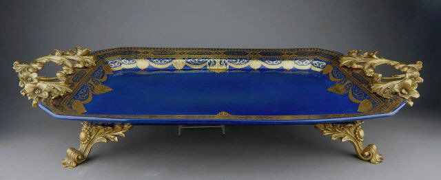 Gilt Bronze & Sevres Style Porcelain Serving Tray (1 of 7)