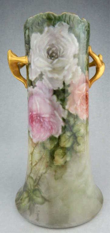 Hand Painted Artist Signed Porcelain Vase (1 of 4)