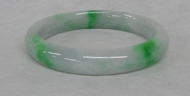 White and Green Jade Bangle (1 of 2)