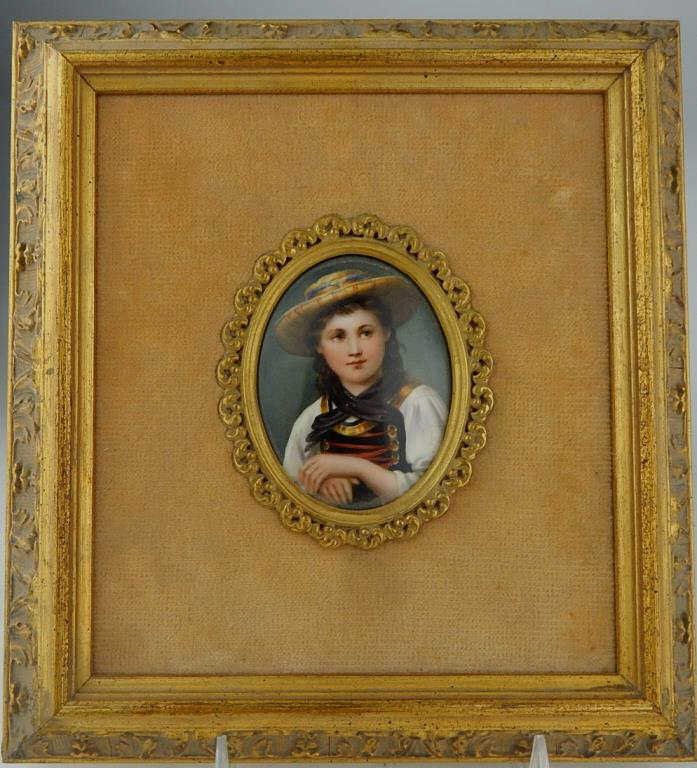 German Porcelain Miniature Plaque in Gilt Ormolu (1 of 4)